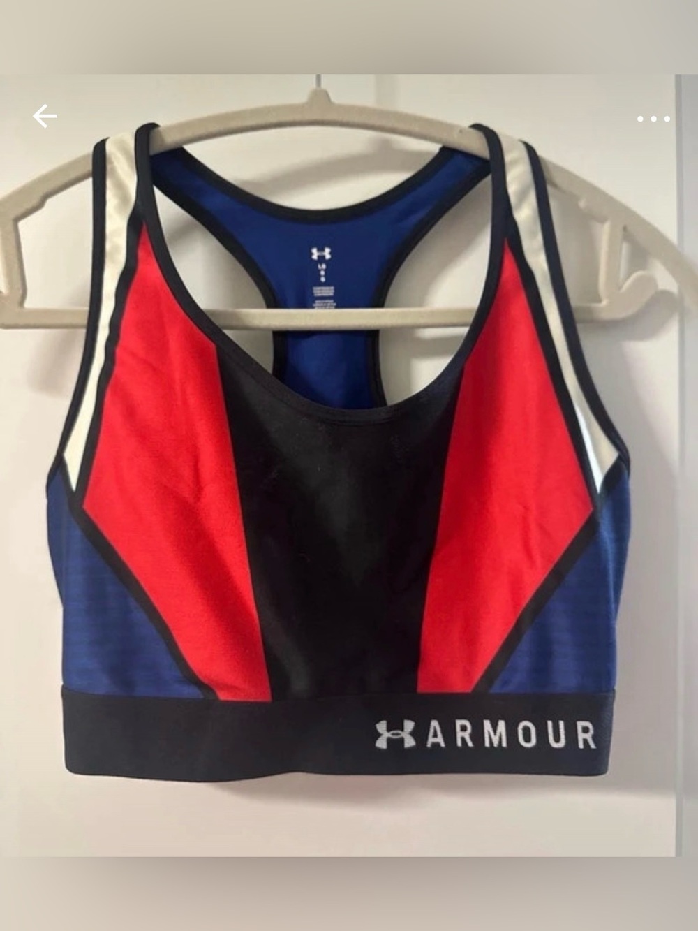Under Armour Women’s Red Black Blue Colorblock Sports Bra